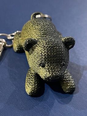 Custom 3D Laying Down Knit Bear Keychain 2.5”